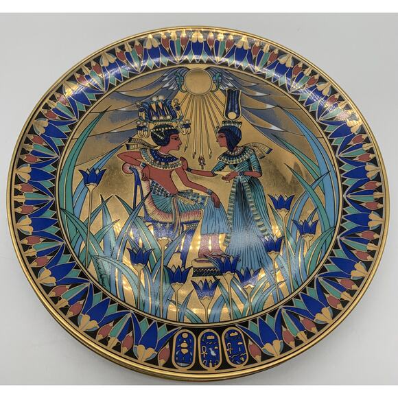 Vintage Gloria Fine Porcelain Bayreuth Dull Gold 24Kt Konig Tutenchamum Plates 3 - Picture 8 of 9